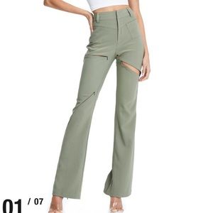 i.am.gia green zipper detail pants